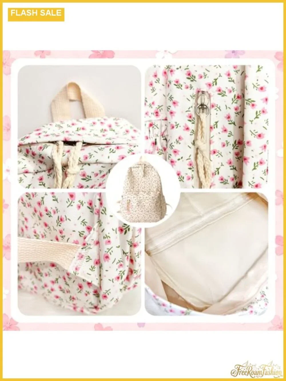 Floral Preppy Backpack for Women Teen Girl | Water-Resistant | Adjustable Straps